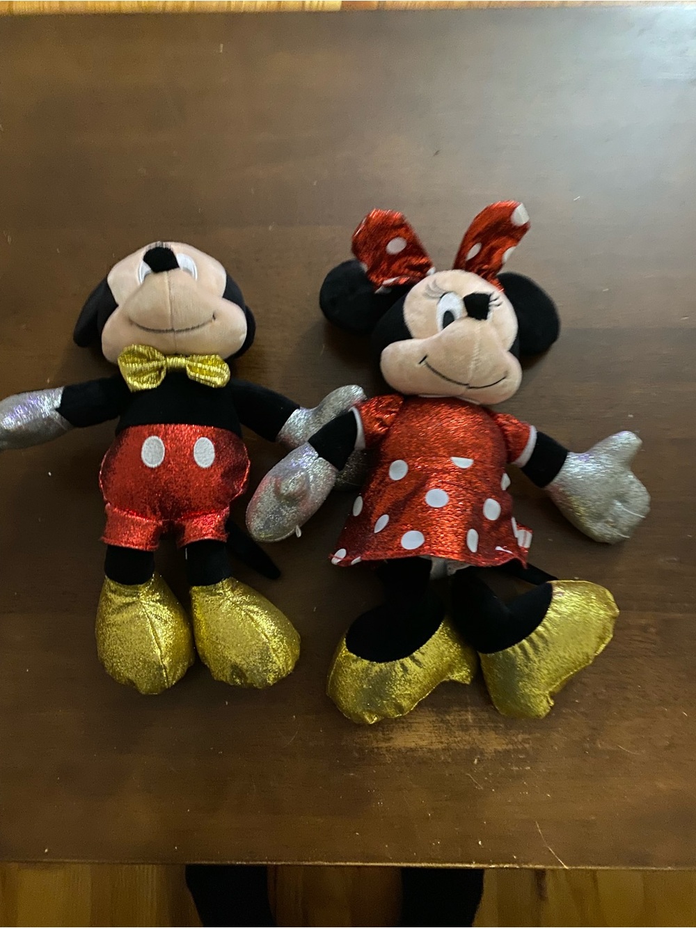 Red and Gold Plush Cartoon Mouse Toy Pair - Mickey & Minnie Style